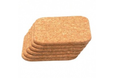 T & G Woodware Six (6) Cork Square Coasters (small)